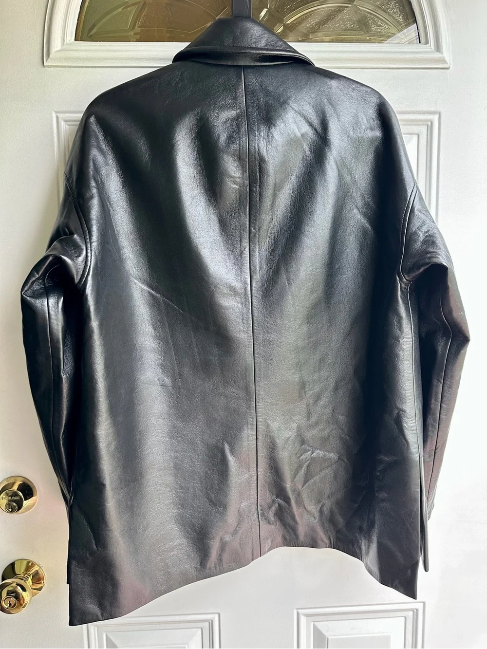 Anine Bing Luca Black Leather Button-Front Jacket with Gold Hardware